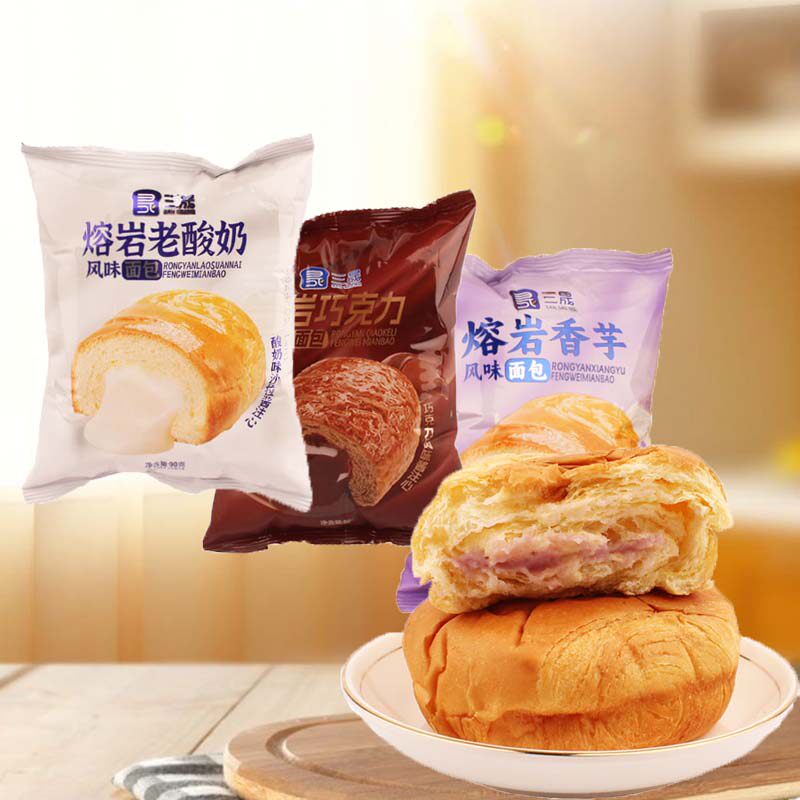 三晟熔岩爆浆夹心熔岩面包巧克力香芋酸奶口味休闲解馋充饥小零食