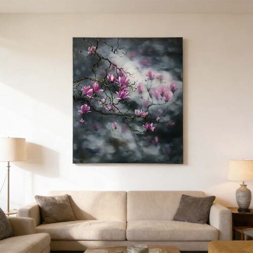 新中式植物花卉客厅装饰画小众艺术餐厅壁画高端大气入户玄关挂画