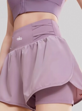 AIo 运动短裤女夏季薄款速干跑步高腰提臀假两件三分裤瑜伽裤