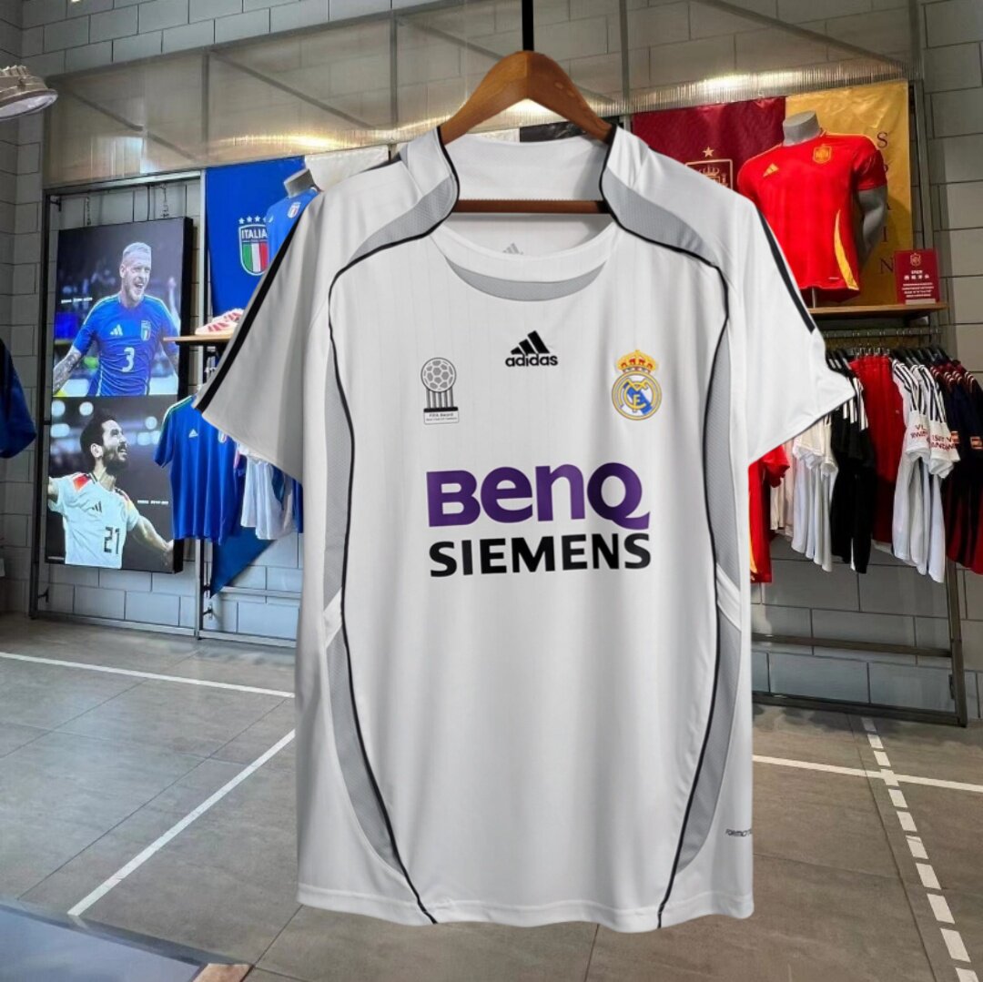 正版0607皇马复古球衣9号罗纳尔多23号贝克汉姆14号古蒂足球队服
