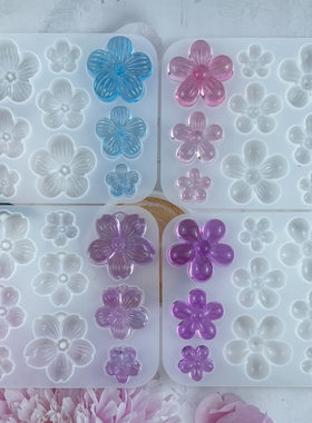 diy立体五瓣花滴胶模具 樱花石膏扩石香车内挂饰品硅胶模具