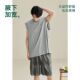 夏天家居服纯棉宽松莫代尔两件套男士 无袖 薄款 短裤 背心睡衣 夏季