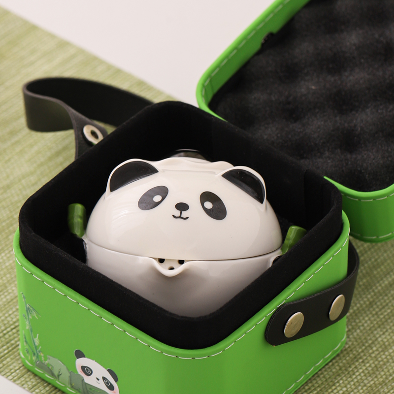 熊猫快客杯便携式户外一壶二杯创意泡茶壶功夫茶杯旅行茶具套装