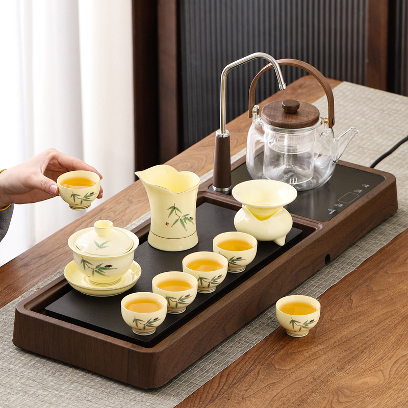 茶盘2025新款家用烧水壶自动上水茶台高端功夫茶具套装茶壶茶杯