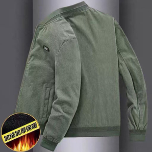 灯芯绒外套男春秋季青年工装大码宽松上衣服棒球领潮流复古薄夹克