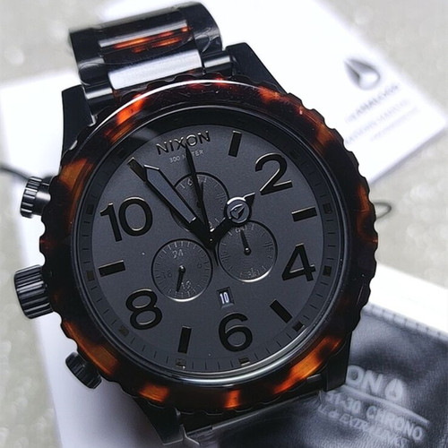 正品尼克松nixon手表玳瑁色时尚男士大表盘三眼计时 表男A0831061