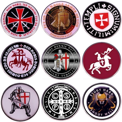 Knights Templar圣殿骑士胸针神庙骑士团十字勋章别针金属徽章