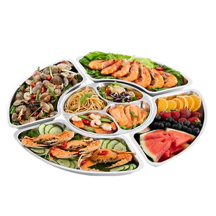 不锈钢套盘拼盘家用餐具圆桌餐盘扇形组合圆形过年团圆年夜饭盘子