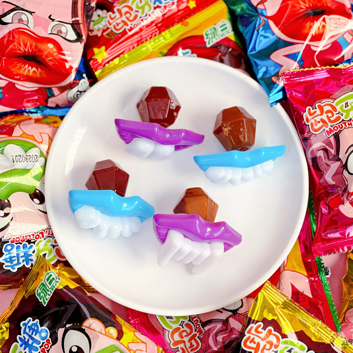 新款创意搞怪龅牙造型果味糖果棒棒糖牙齿趣味零食