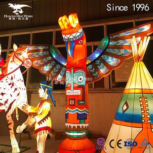 景区商场夜游美陈引流灯会展印第安文化主题彩灯摆件工厂制作