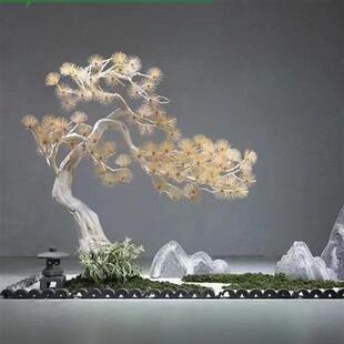 松树迎客松罗汉松马尾松假树牙签松木雕造景枯树玄关摆件绿植盆景