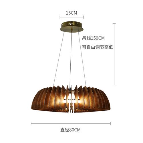日式吊灯简约创意个性客厅卧室餐厅民宿酒店别墅吊灯圆形木艺灯具