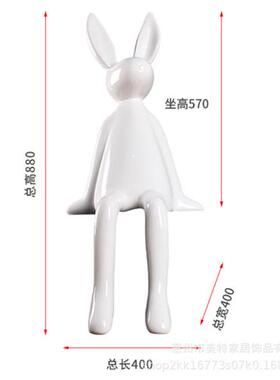 户外卡通大白兔玻璃钢雕塑艺术摆件酒店会所大厅室内大型兔子装饰