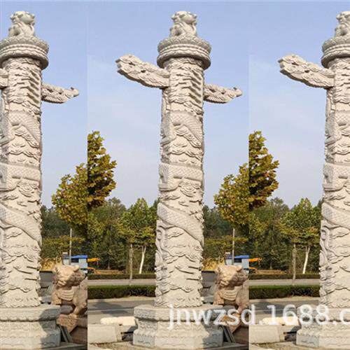 青石龙柱祠堂直径cm龙柱石雕制造厂景区石龙柱图片价格