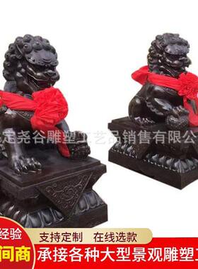 纯铜故宫狮雕塑铸铜宫门狮一对大型中式铜狮子门口动物看门狮摆件