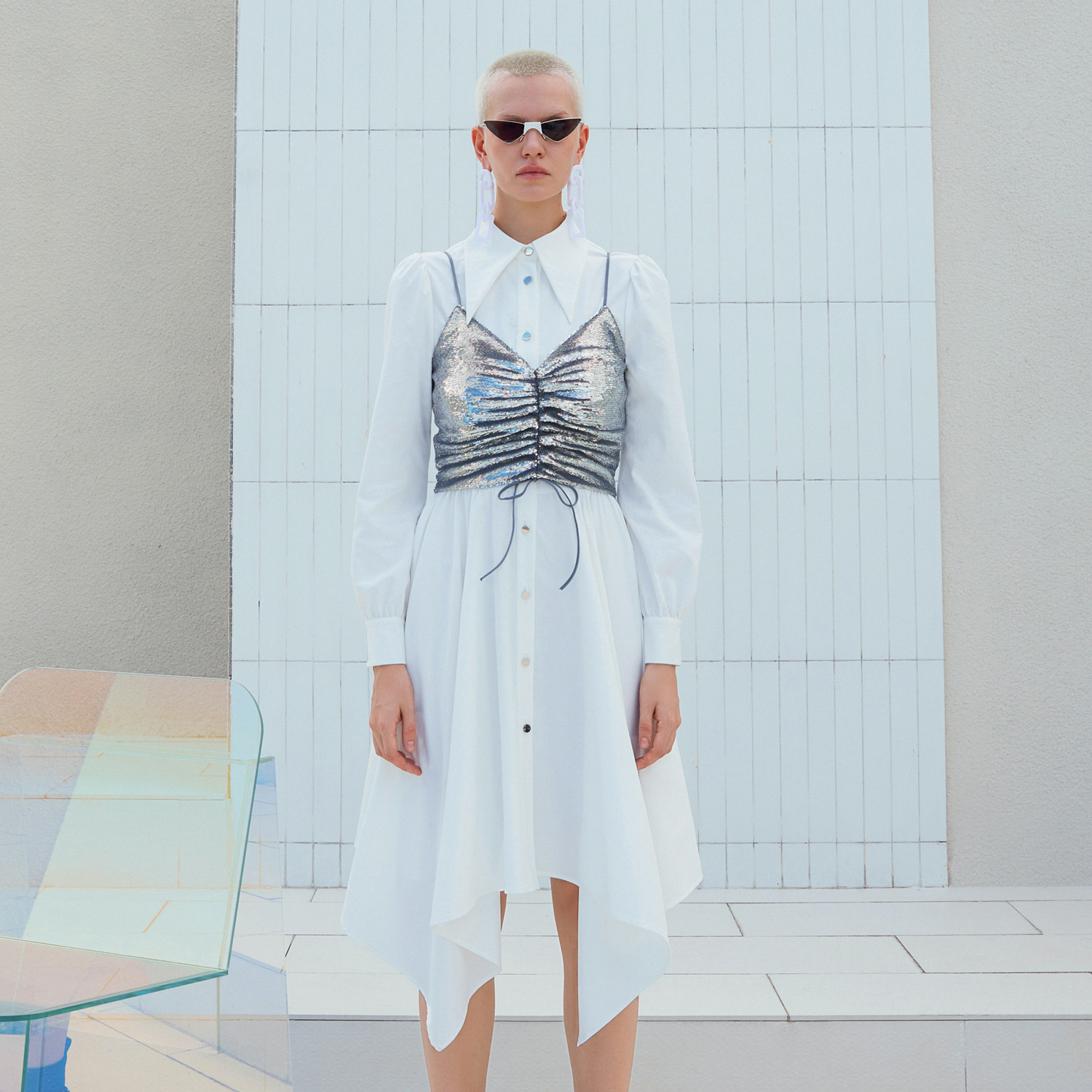 VENSSTNOR维斯提诺 21春轻奢潮牌经典百搭通勤气质连衣裙修身长裙