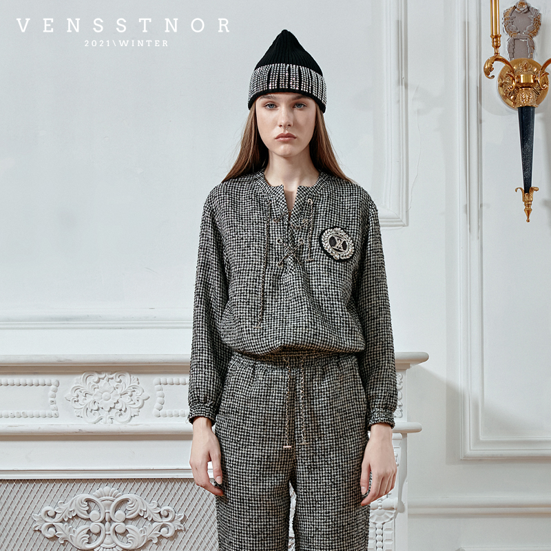 轻奢复古通勤百搭女士圆领卫衣