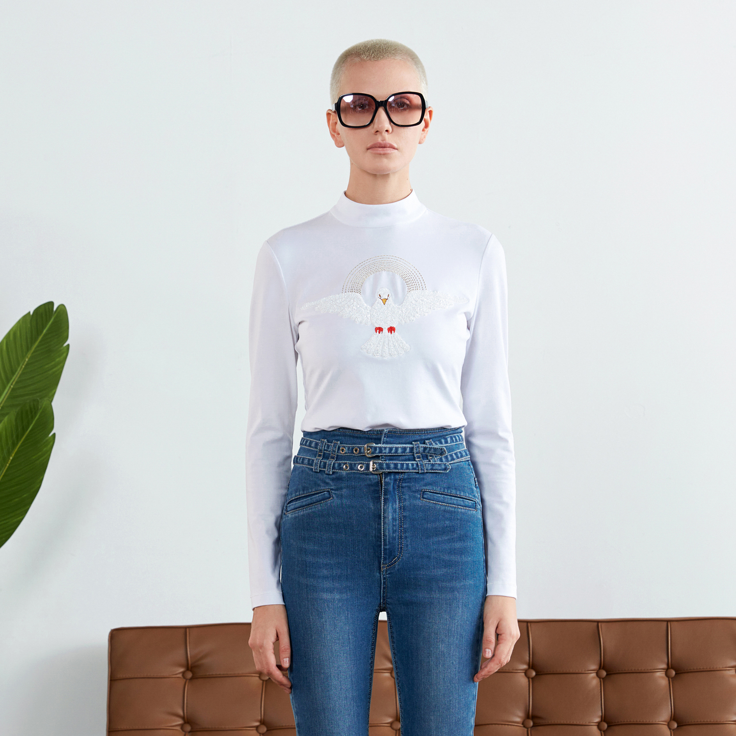 潮牌时尚修身百搭女士长袖T恤