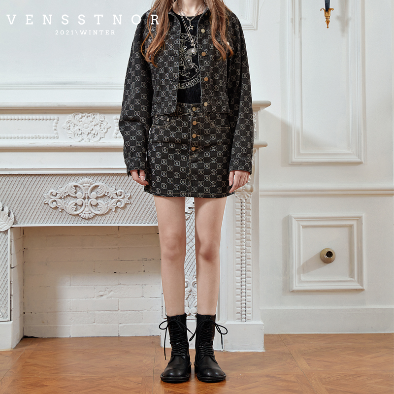 VENSSTNOR维斯提诺 21冬轻奢潮牌经典格纹通勤百搭女士半裙短裙