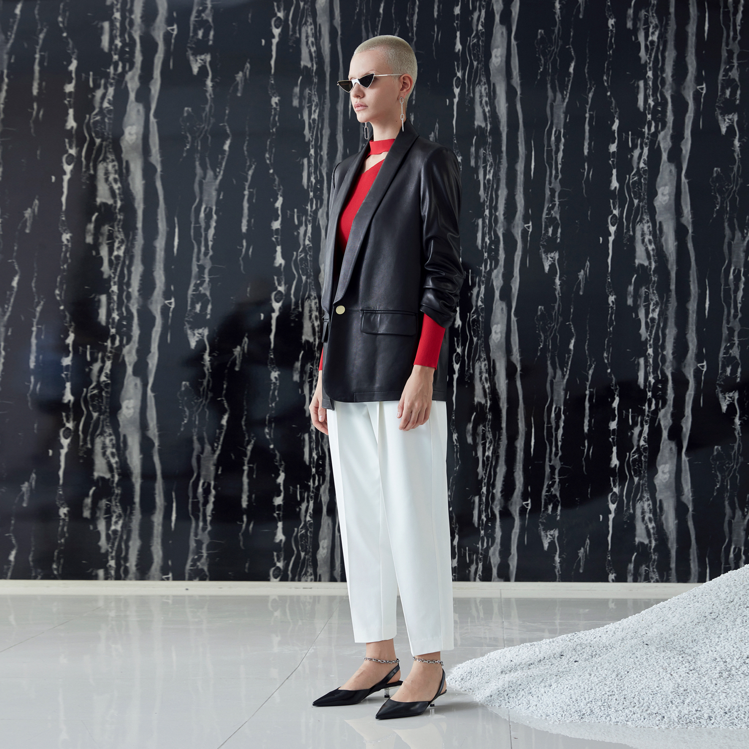 VENSSTNOR维斯提诺 21春轻奢潮牌经典纯色时尚修身百搭女士休闲裤