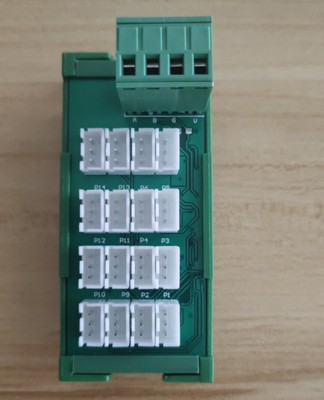 16路DS18b20温度转RS485Modbus-Rtu通信7－30V宽电压过流过压保护