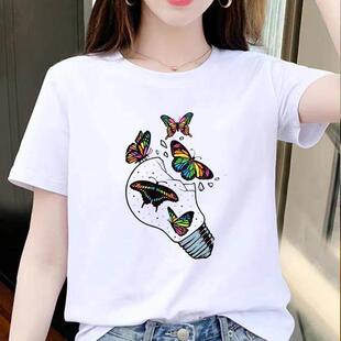 新品女装新款韩版夏装季休闲宽松大码学生印花显瘦圆领短袖T恤女