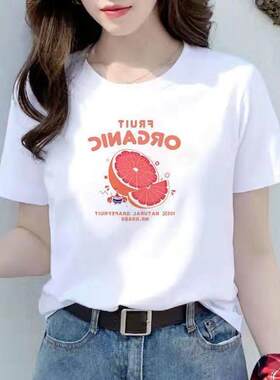 女装t恤印花简约款夏胖m