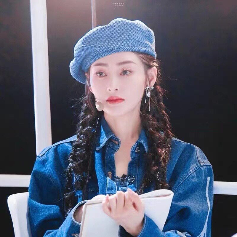 四季款贝雷帽子女乘风破浪张天爱同款画家帽复古时尚牛仔蓝蓓蕾帽