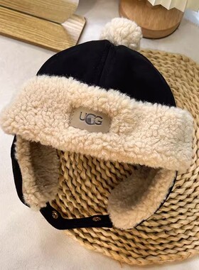 25年冬季优gg儿童雷锋帽子男女童围巾两件套保暖宝宝护耳帽加绒帽