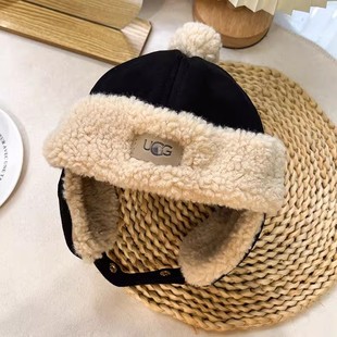 25年冬季 优gg儿童雷锋帽子男女童围巾两件套保暖宝宝护耳帽加绒帽