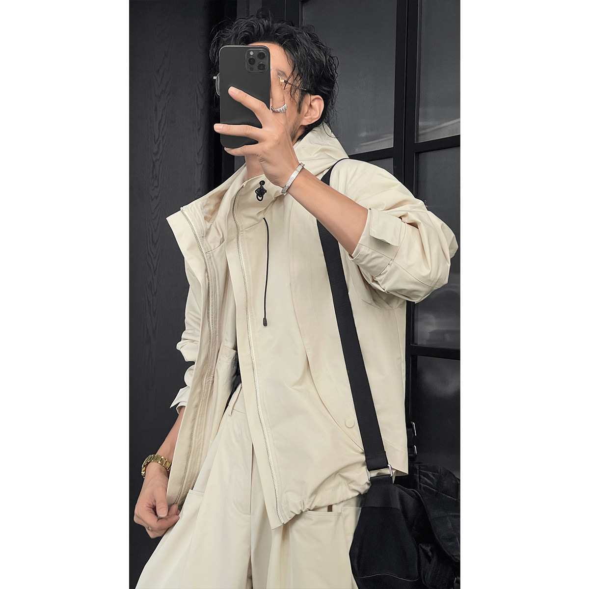 龙叨叨秋季新款潮流美式户外工装冲锋衣连帽夹克宽松百搭长裤套装,男装,休闲运动套装,淘宝优惠券,粉丝福利购,淘宝优惠卷