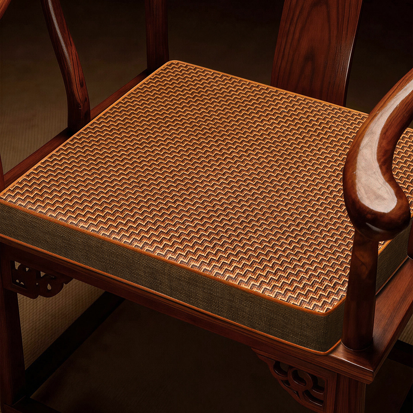 夏季椰棕凉席坐垫藤席垫子加厚中式红木椅子沙发垫实木茶椅圈椅垫