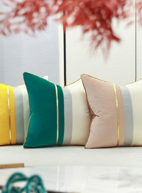 轻奢抱枕客厅沙发样板间酒店别墅高档靠枕绒布靠枕套橙色靠垫套包