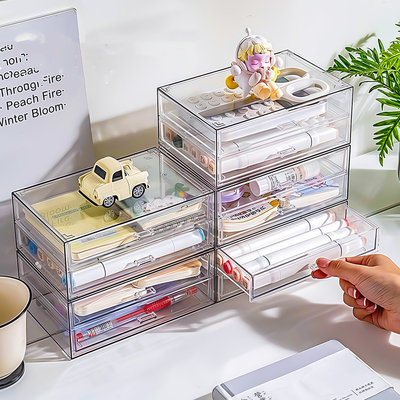 透明桌面收纳盒抽屉式亚克力整理