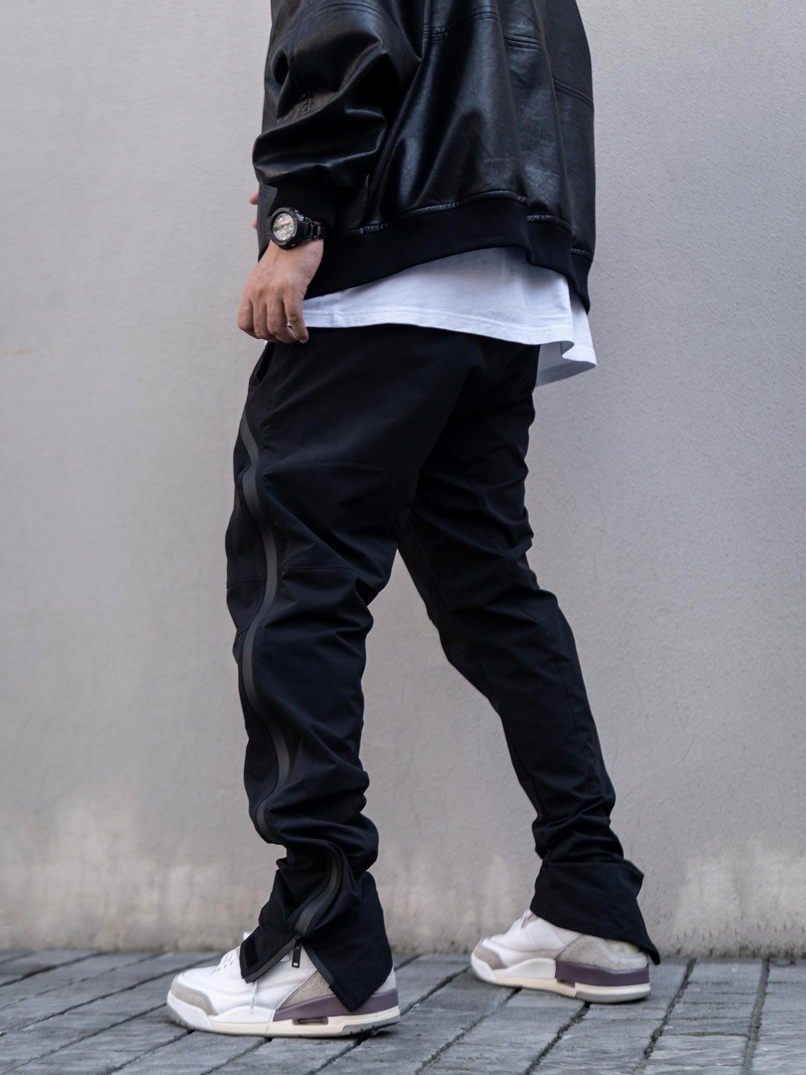 Toos.美式高街机能vibe微喇裤子压胶侧拉链轻薄尼龙运动裤长裤