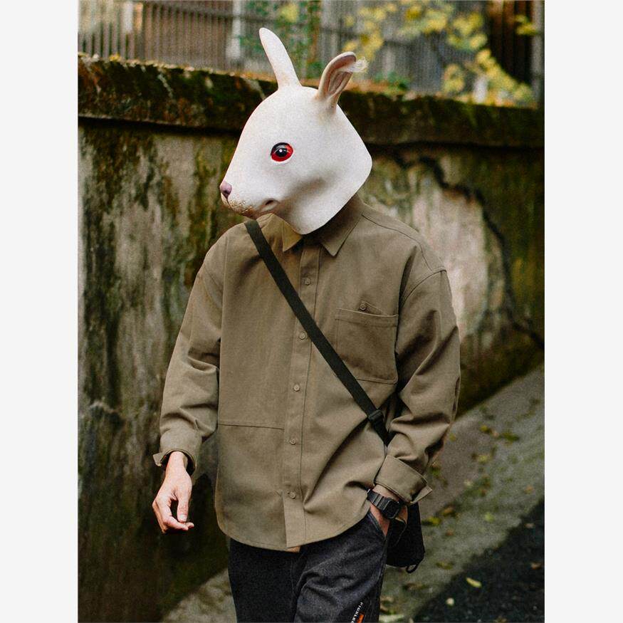 春秋季纯棉长袖叠袋衬衫男潮宽松工装美式休闲衬衣外套