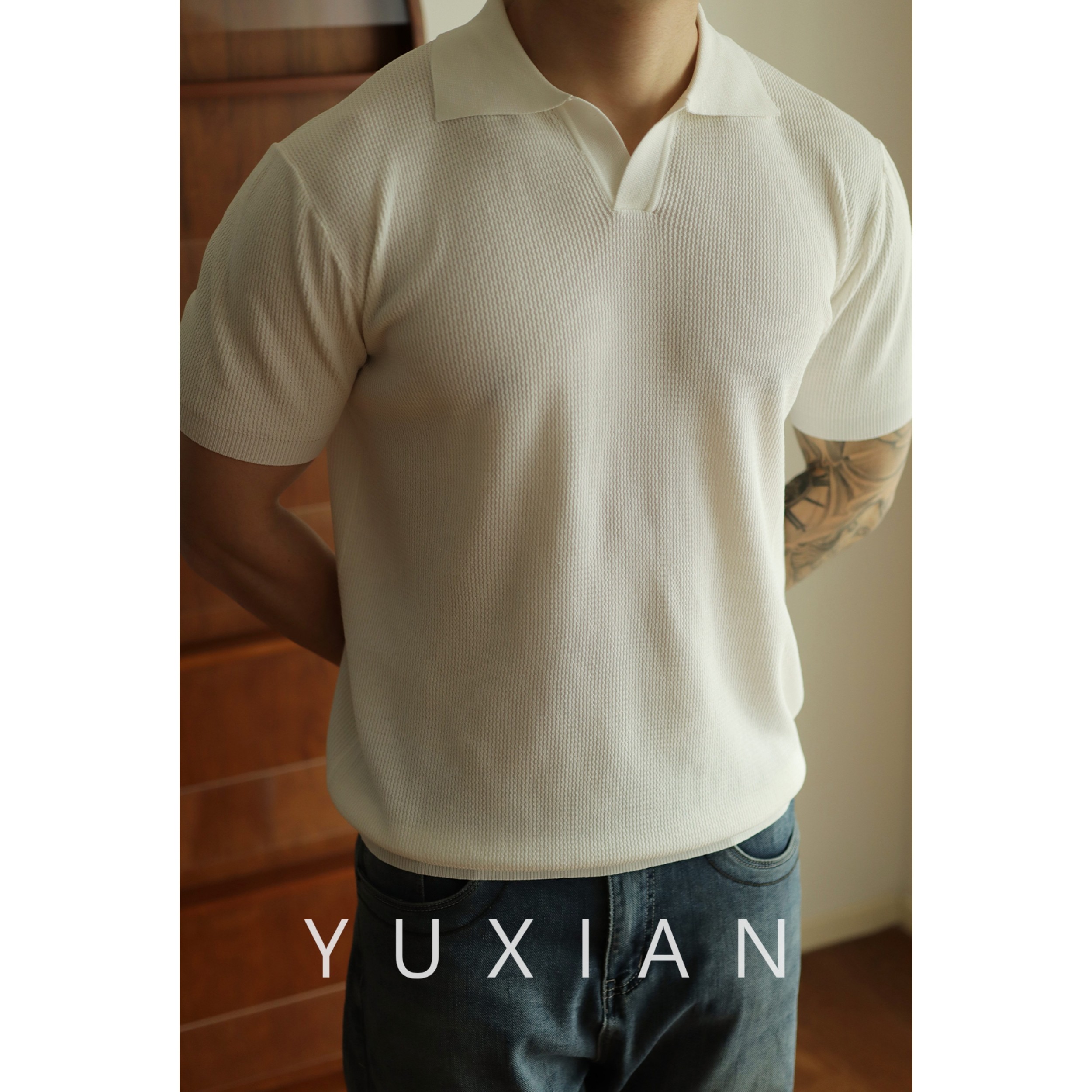 YUXIAN余余闲美式V领Po