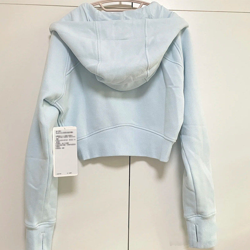 秋季短款外套女款秋冬2025新款连帽卫衣开衫蓝色加绒高腰上衣韩系