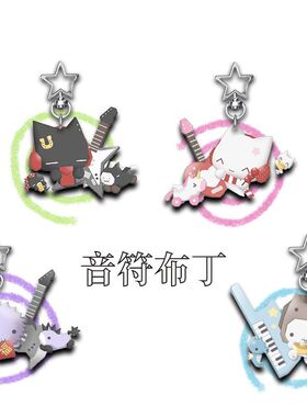 可爱猫猫“音符布丁”情侣星星扣高颜值卡通情侣书包挂件包包挂饰