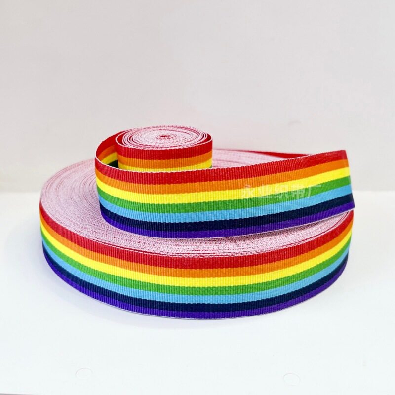自制儿童攀爬架彩虹编织绳涤纶平纹带diy鞋帽加密加厚七彩织带