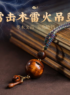 天然雷击木大雷火八卦吊坠挂件