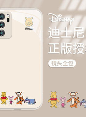 适用华为mate50手机壳情侣pura70/p60米奇p40维尼熊新款迪士尼p30/nova10女款11男mate60pro荣耀300玻璃套9se