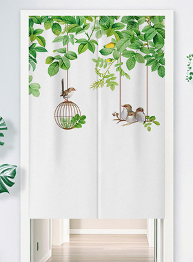 北欧清新ins风布艺门帘厨房卧室厕所半帘隔断帘遮挡帘家用免打孔