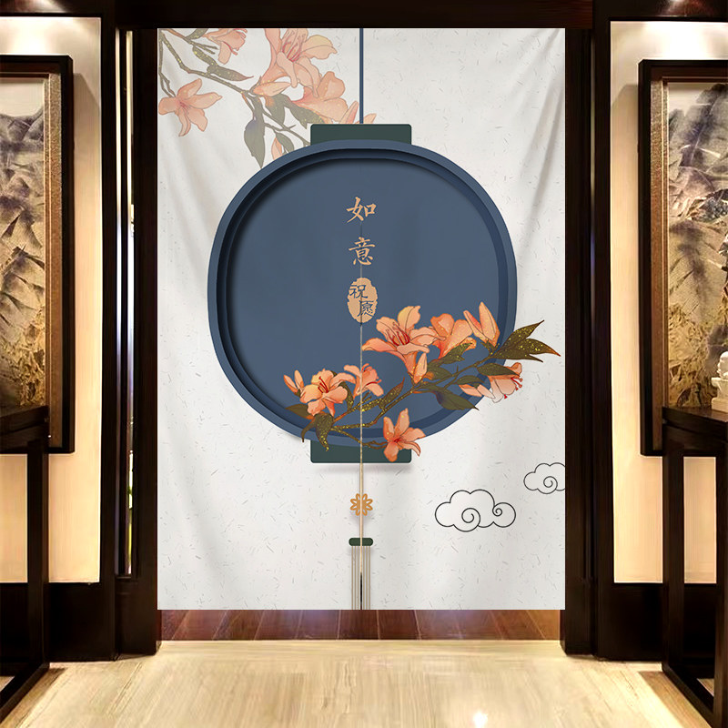 中式门帘隔断帘家用半帘免打孔卫生间厕所遮挡布帘厨房短帘挂帘子,居家布艺,门帘,淘宝优惠券,粉丝福利购,淘宝优惠卷