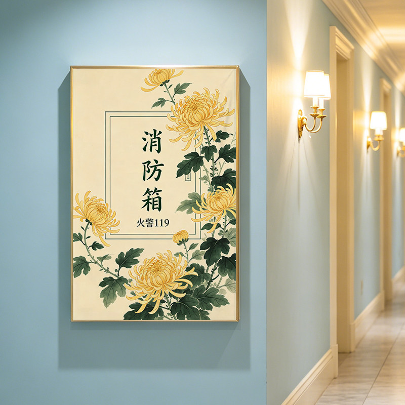 消防栓遮挡帘商用消防箱门遮丑帘图片