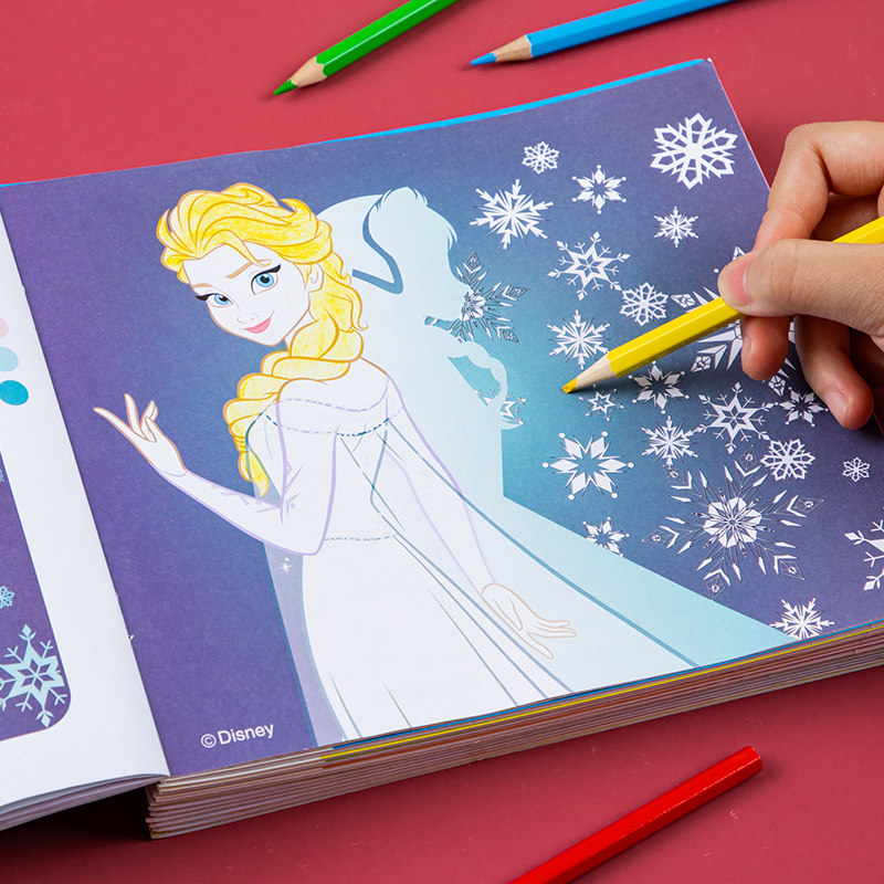 冰雪奇缘涂色书启蒙画本2-3到6岁幼儿宝宝男女孩涂鸦填色绘画玩具