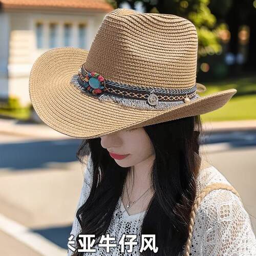 新款民族风西部牛仔遮阳帽