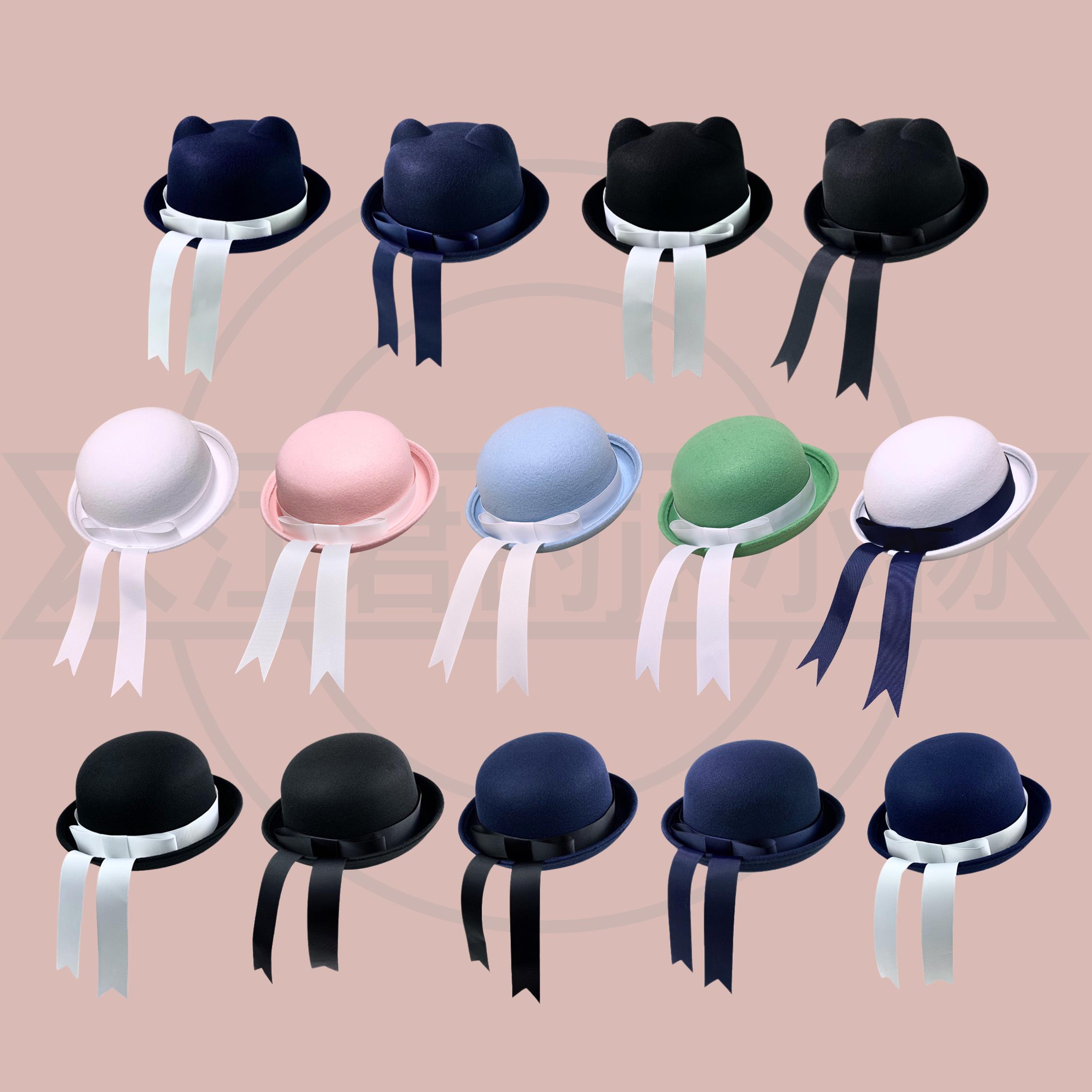 可爱日系猫耳朵礼帽蝴蝶结丝带