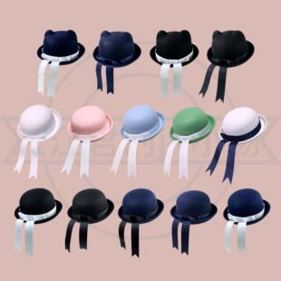 可爱日系猫耳朵礼帽手作jk制服帽lolita蝴蝶结丝带 GR原创