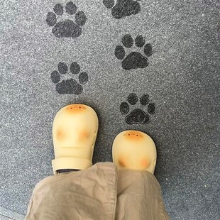 猫爪印洞洞鞋女款夏季外穿卡通可爱猫咪防水防滑厚底增高包头拖鞋